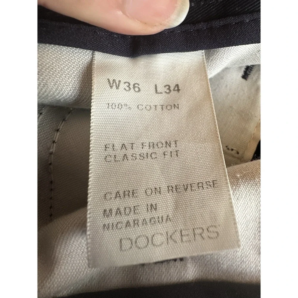 Men's Dockers Flat Front Classic Fit Dress‎ Pants Cotton Blue 36x34